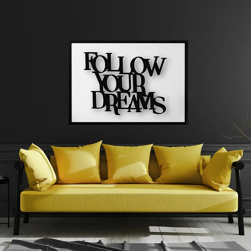Scritta in legno follow your dreams — taglio laser