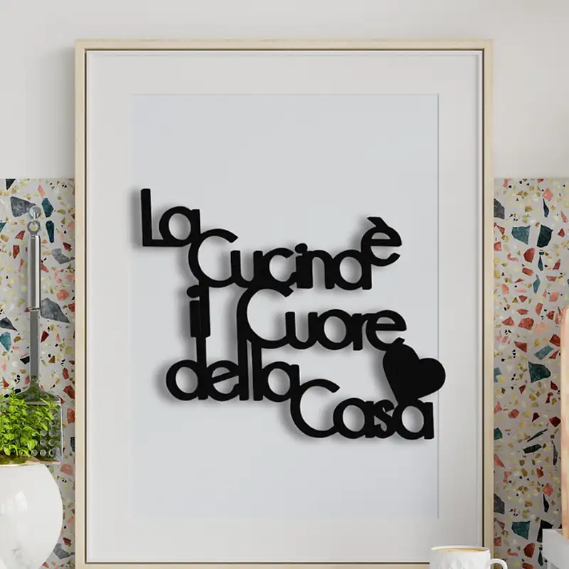 Scritta in legno la cucina è il cuore della casa — taglio laser